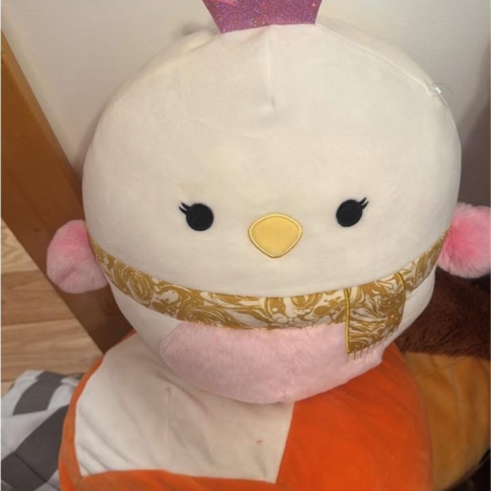 Cute Plush Bird with Pink and Orange Accents